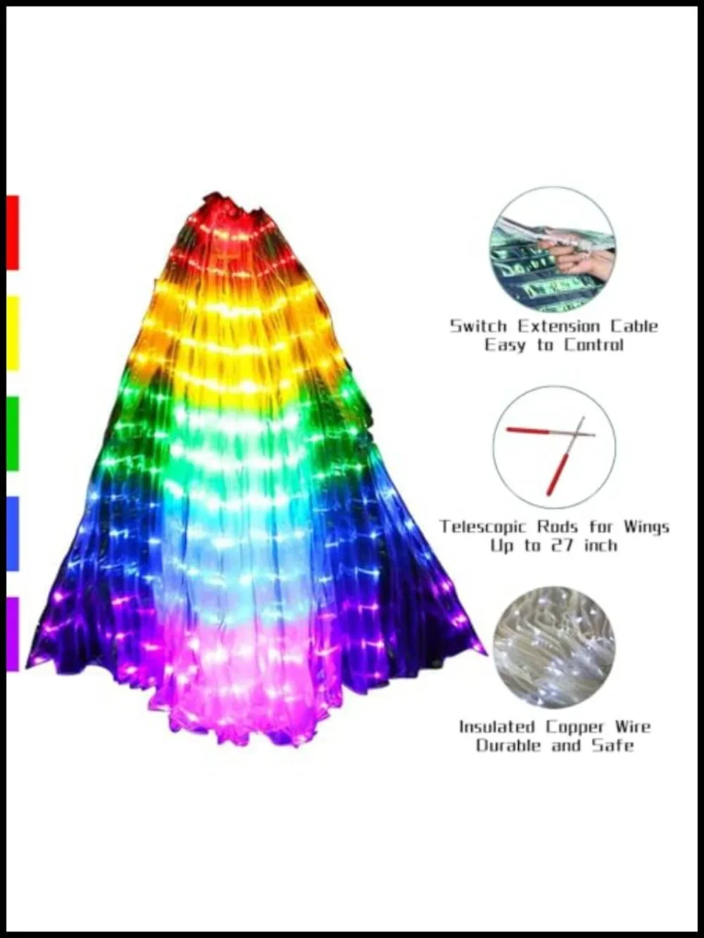 LED Butterfly Wings Light Up Fairy Costume Accessory for Halloween Cosplay Party